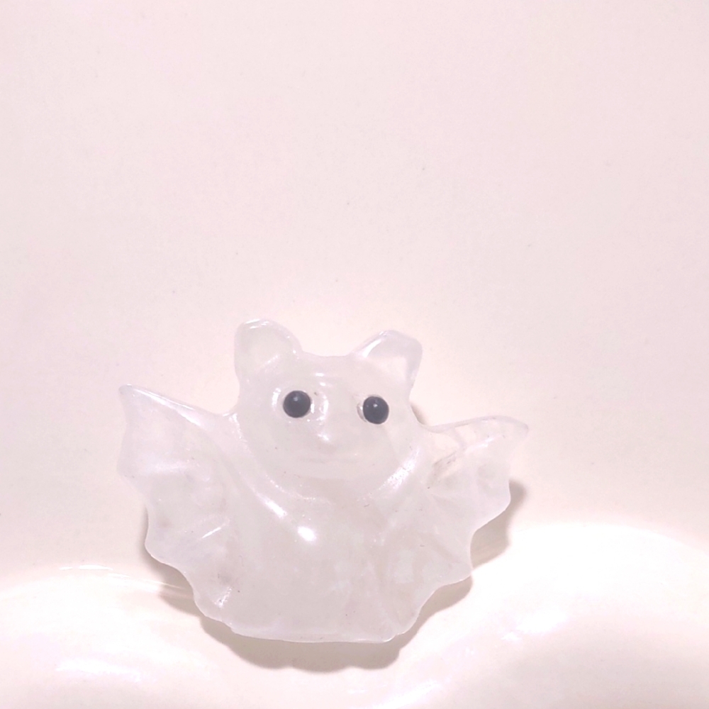 Bat Carving Clear Quartz 1 Inch X 1.5 SUPER CUTE Halloween Decor perfect